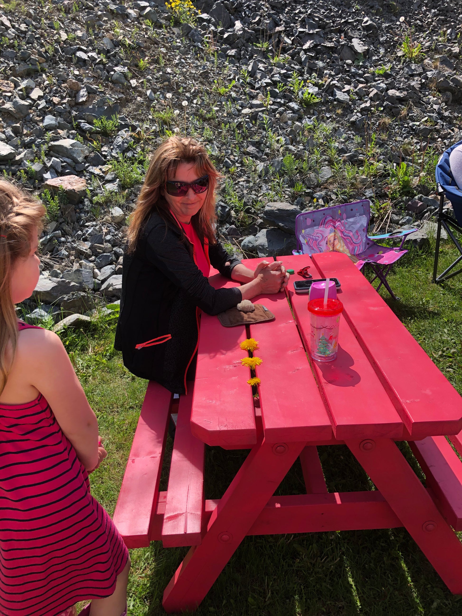 Red picnic table from our kids picnic table woodworking diy plan