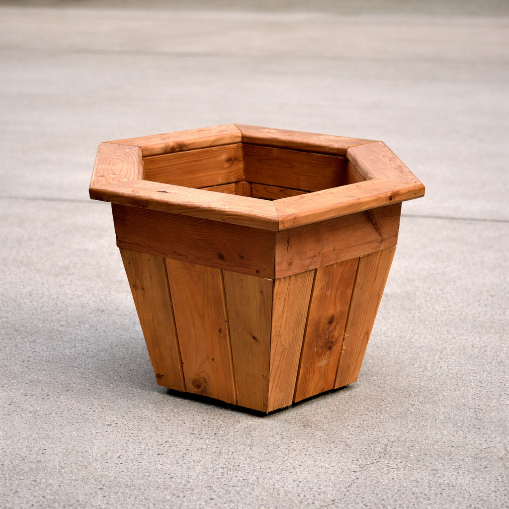Hexagon Cedar Planter Plans – DIY Wooden Outdoor Flower Planter PDF