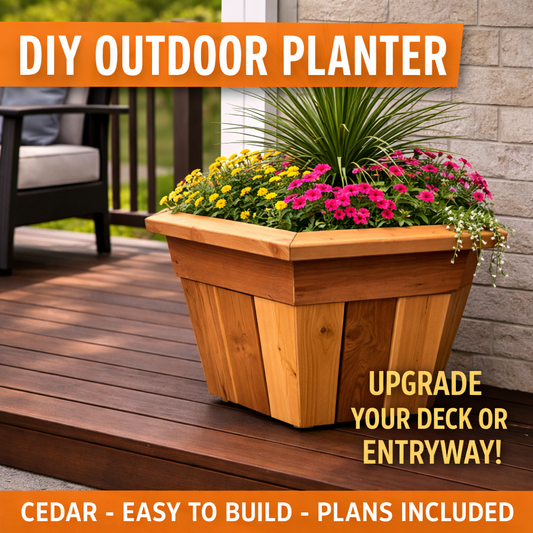 Hexagon Cedar Planter Plans – DIY Wooden Outdoor Flower Planter PDF