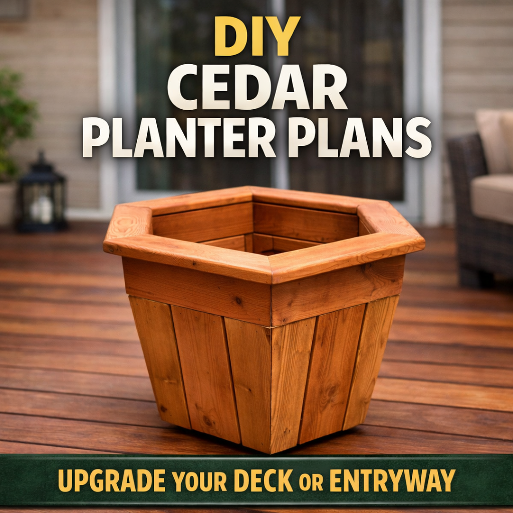 Hexagon Cedar Planter Plans – DIY Wooden Outdoor Flower Planter PDF