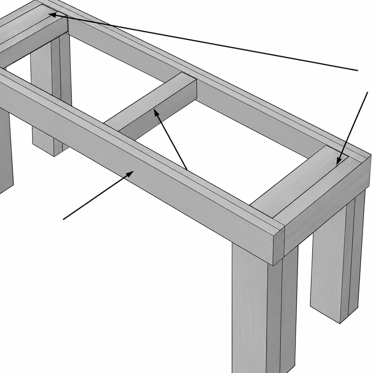 Dimension drawing for the wooden table and bench woodworking plans