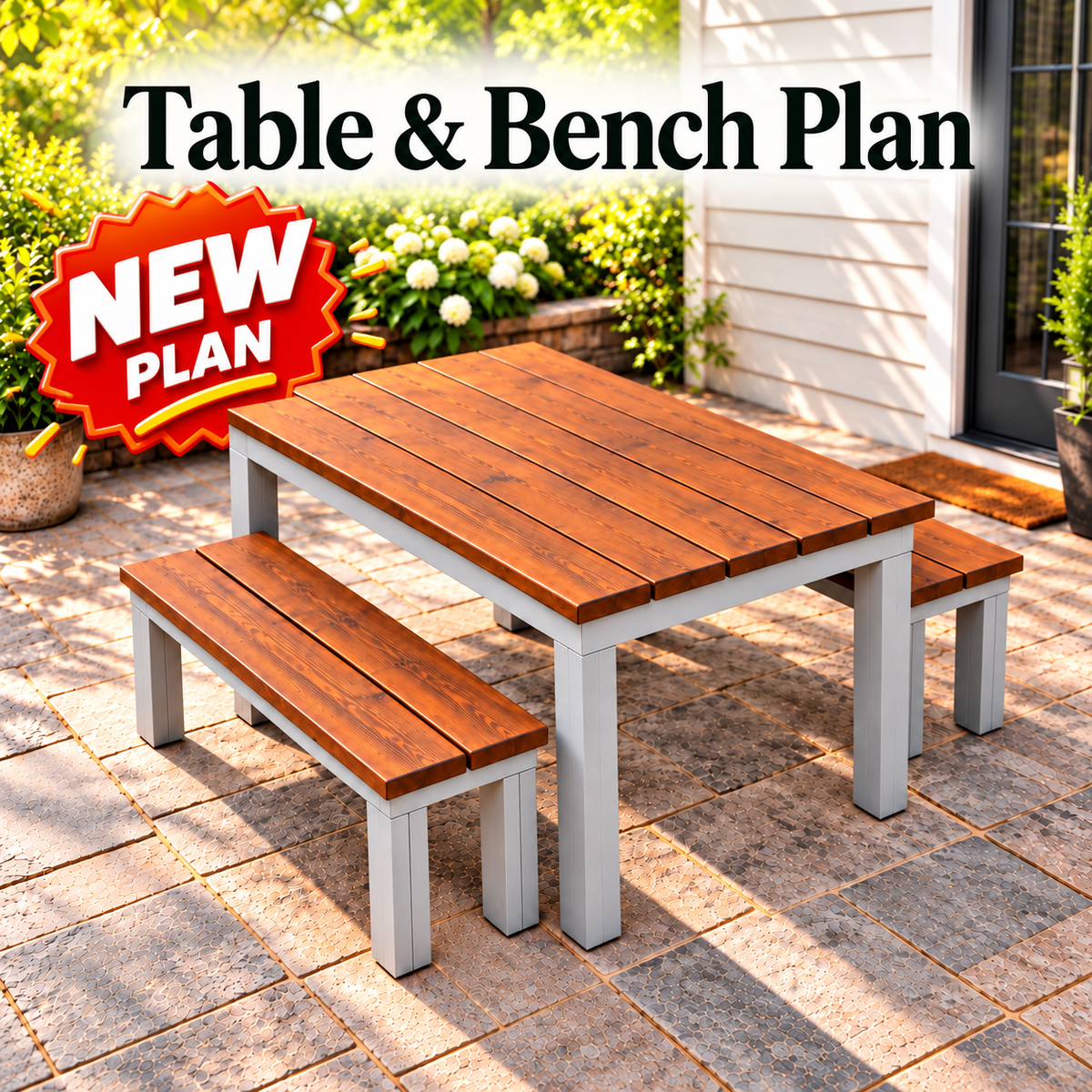 Wooden Table and Bench Plans – Space-Saving Table with Benches