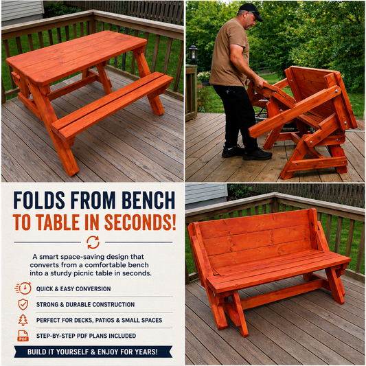 Folding Picnic Table Plans – Foldable Bench to Picnic Table PDF