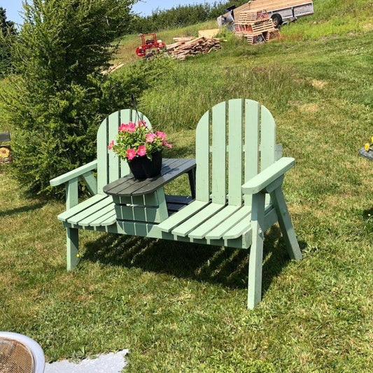 Double Garden Bench woodworking plan with centre table - Randy Designs