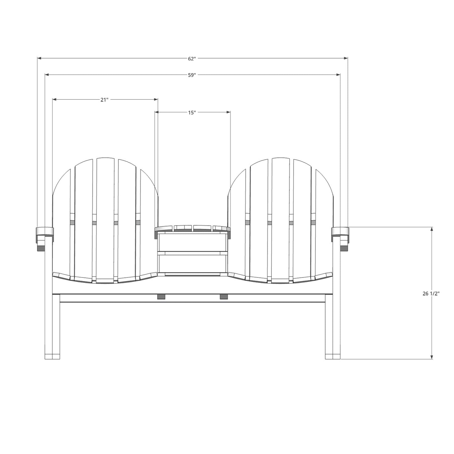 Double Garden Bench with Center Table Woodworking Plan – 2 Seater Outdoor Bench
