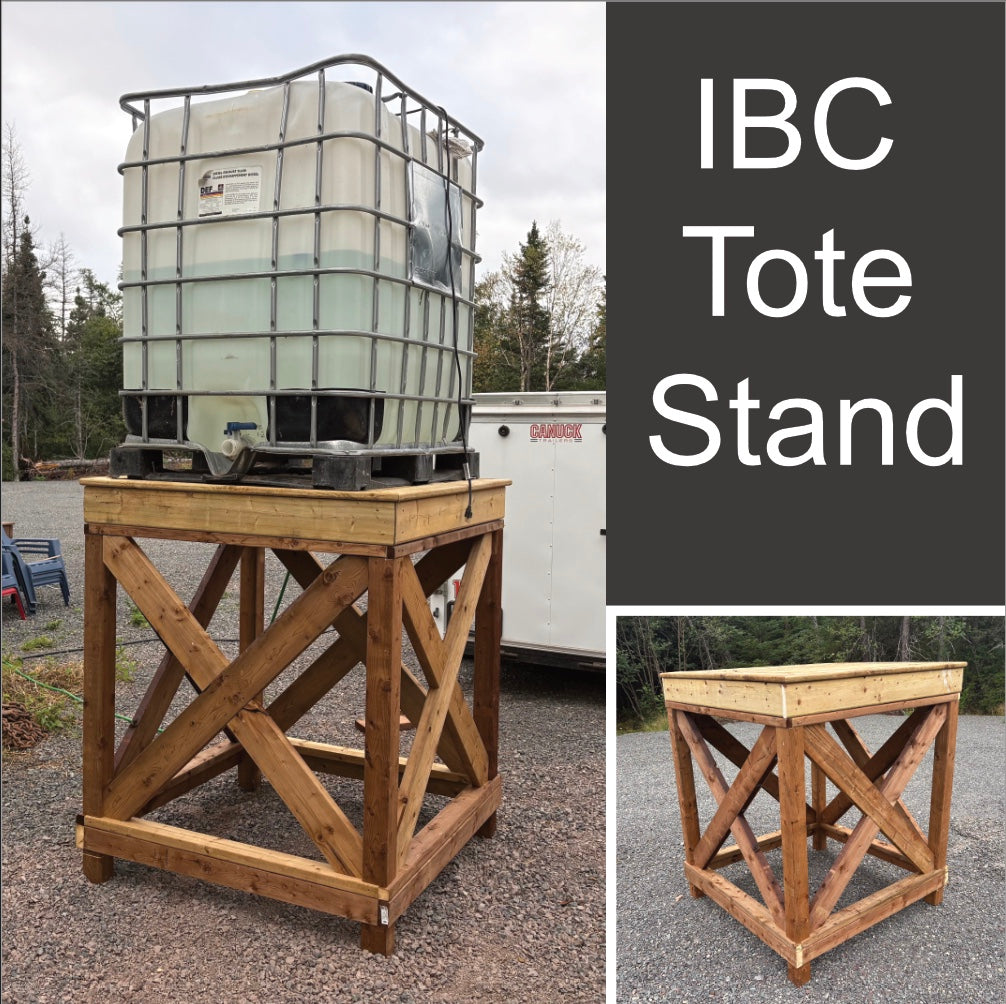 IBC tote water tank on wooden stand DIY build